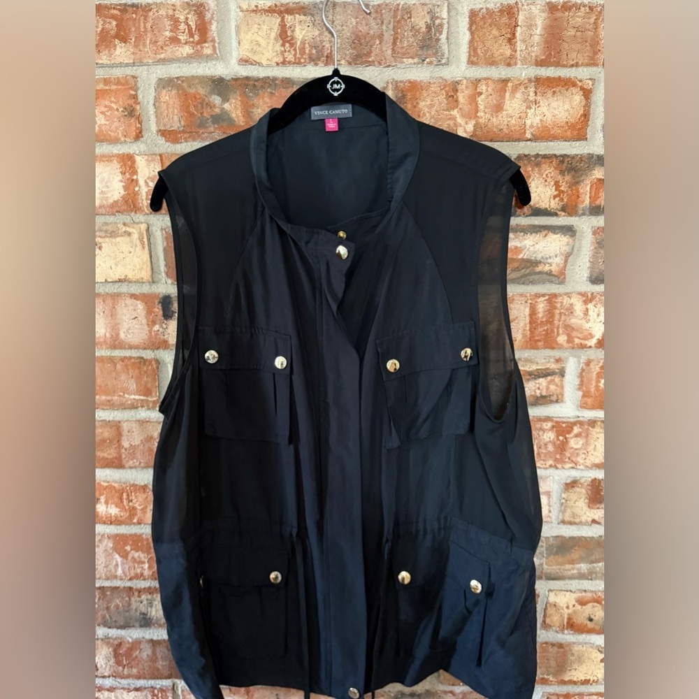 Vince Camuto Black Sleeveless Utility Vest - Picture 3 of 10